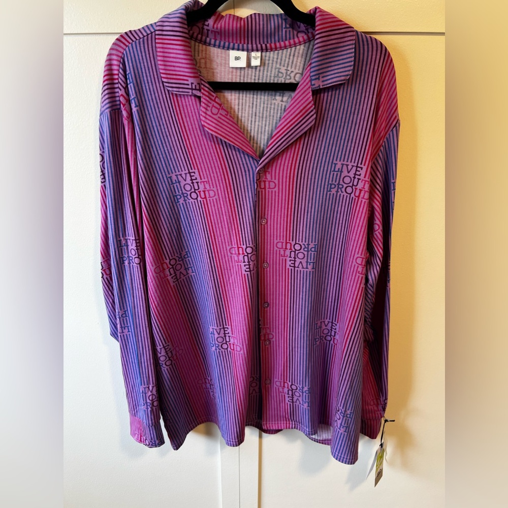 BP Be Proud Gender Inclusive NWT Pride Non Binary Live Out Pajama Top Size Large